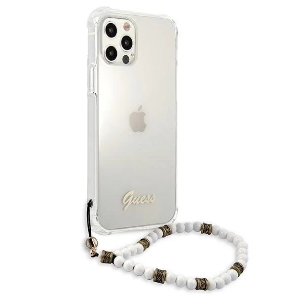 Guess GUHCP12MKPSWH iPhone 12/12 Pro 6,1" průhledné pevné pouzdro White Pearl