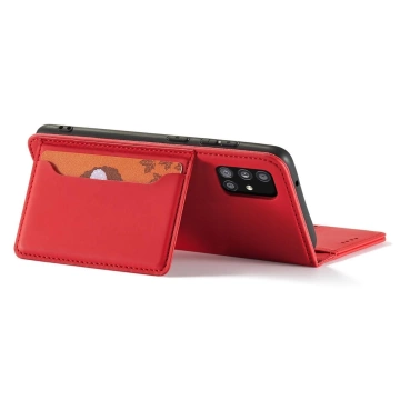 Puzdro na magnetickú kartu pre Samsung Galaxy A12 5G Pouch Wallet Card Holder Red