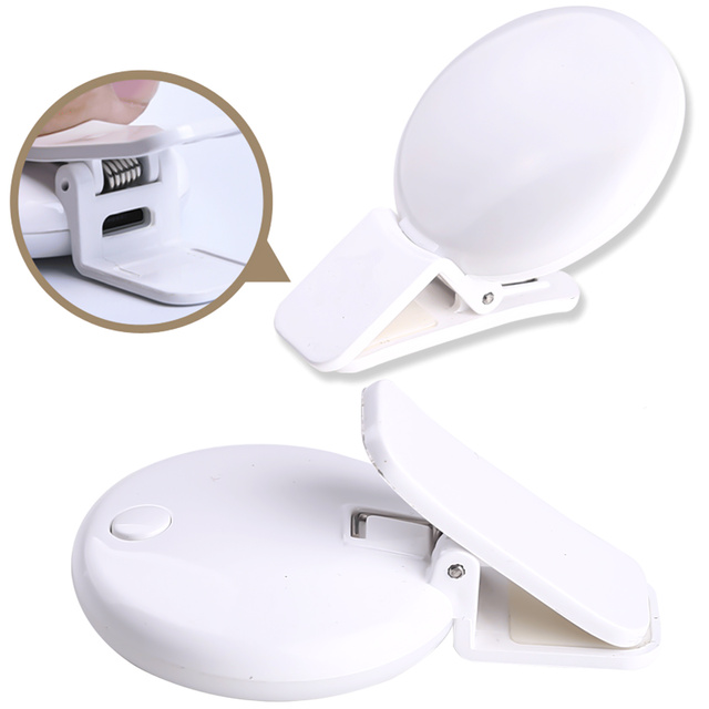 Alogy Mini Selfie Ring LED Light Clip for phone recording with a clip White