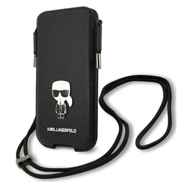 "Karl Lagerfeld Handbag KLHCP12MOPHKMK 6.1\" black/black hardcase Saffiano Ikonik Karl`s"