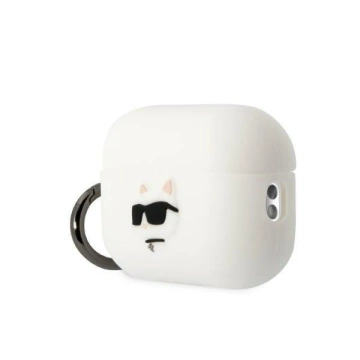 Захисний чохол для навушників Karl Lagerfeld KLAP2RUNCHH для Apple AirPods Pro 2 cover white/white Silicone Choupette Head 3D