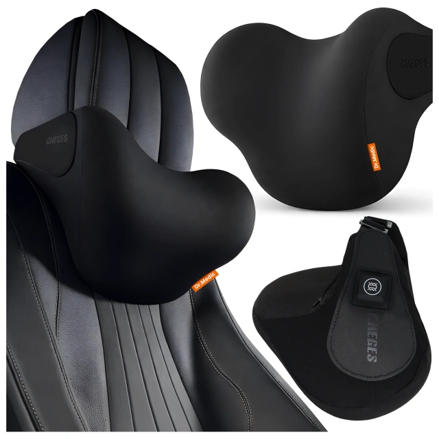 Car headrest massage pillow – ergonomic head, neck and nape support, electric vibration massager for driver and passenger – Dr.Medic RelaxDrive™
