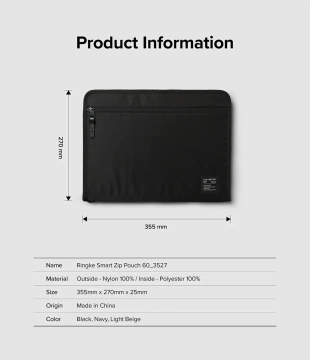 Ringke Smart Zip Pouch univerzální pouzdro na notebook, tablet (do 13''), stojánek, taška, organizér, béžová