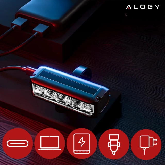 Světlo na kolo přední halogenové LED osvětlení na kolo na řídítka předního kola Mocna 900lm Alogy 610 černá