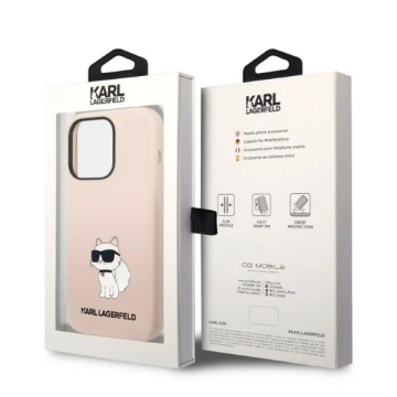Ochranné puzdro na telefón Karl Lagerfeld KLHCP14LSNCHBCP pre Apple iPhone 14 Pro 6,1" pevné puzdro ružovo-ružové silikónové chupette