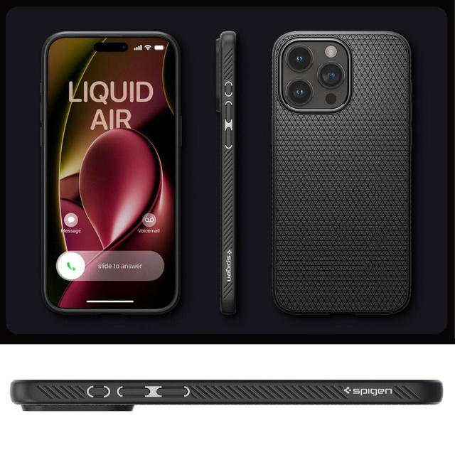 Чохол для iPhone 15 Pro Spigen Liquid Air Case, корпус, захисна задня скло Matte Black Glass