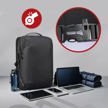 Mark Ryden 15.6" Laptop Travel Backpack, Waterproof, 21L Capacity, with Keychain and Whistle, 44 x 29 x 17 cm – Black