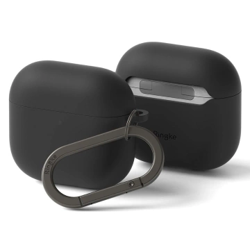 Силіконовий чохол Ringke для Apple AirPods 4 чорного кольору з карабіном