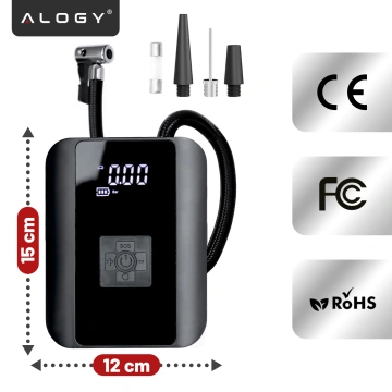 Elektrická cyklistická pumpa pre bicykel Akumulátorový vzduchový kompresor do auta prenosný s baterkou 150 PSI Alogy Black