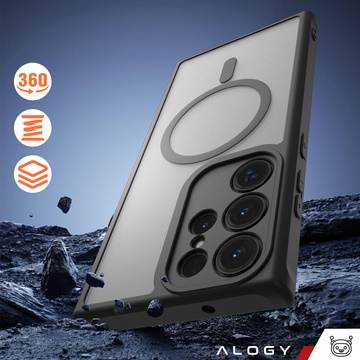 Etui do Samsung Galaxy S23 Ultra obudowa do MagSafe Case matowe Alogy Ring Mag Clear do ładowarek Qi Czarne
