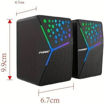 Forev Stereo-Lautsprecher, schwarz, PC, RGB-Hintergrundbeleuchtung