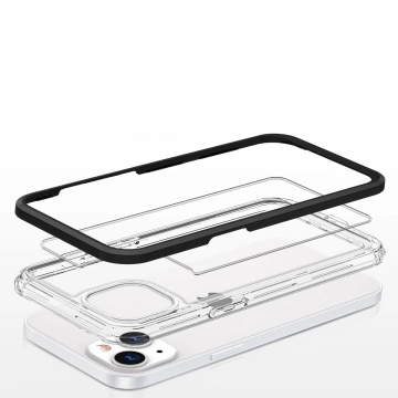 Прозорий чохол 3в1 для iPhone 13 чехол гелевий з рамкою чорний