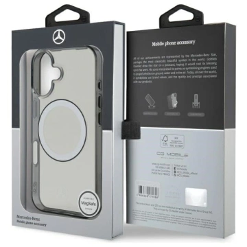 Etui Mercedes для iPhone 16 6.1" MagSafe Transparent Hardcase Printed Logo