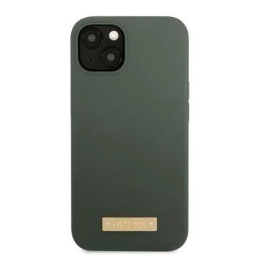 Чохол для телефона Guess для iPhone 13 6.1" зелений/хакі жорсткий чохол Silicone Logo Plate MagSafe
