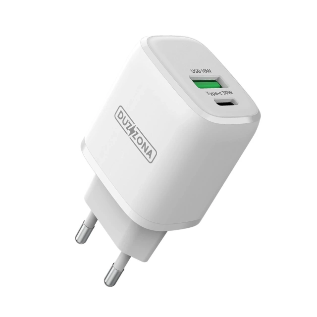 Duzzona wall charger 30W PD QC3.0 USB Type C / USB white (T2)