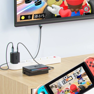 Acefast 2v1 nabíječka GaN 65W USB Type C / USB, adaptér adaptér HDMI 4K @ 60Hz (sada s kabelem) bílá (A17 bílá)