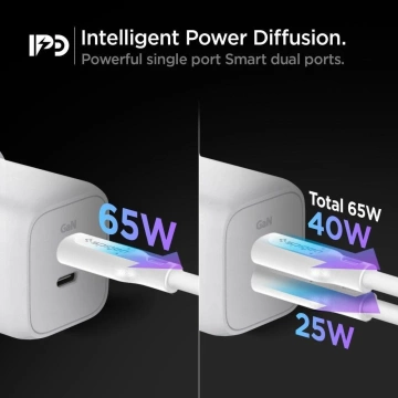 2-портовий мережевий зарядний пристрій Spigen Powerarc PD65W білий