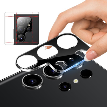 Metallabdeckung für Samsung Galaxy S24 Ultra, Schutz für die Kamerainsel, Alogy Metal Lens, schwarz