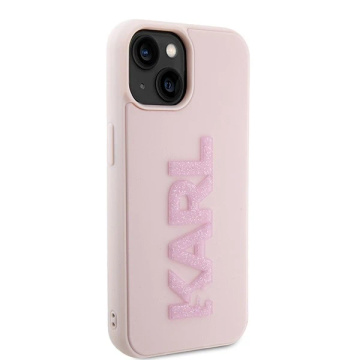 Karl Lagerfeld KLHCP15S3DMBKCP case for iPhone 15 6.1" pink/pink hardcase 3D Rubber Glitter Logo