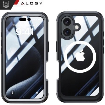 Захисний чохол для телефону Apple iPhone 16 Alogy Shield360 MagCase™️ для MagSafe із захистом дисплея та камери, чорний