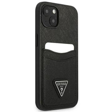 Etui Guess GUHCP13SPSATPK do Apple iPhone 13 Mini 5,4" czarny/black hardcase SaffianoTriangle Logo Cardslot
