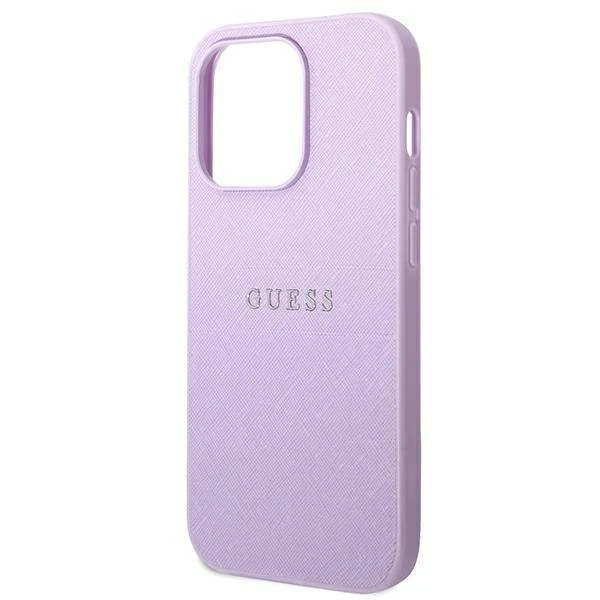 Puzdro Guess GUHCP14LPSASBPU pre Apple iPhone 14 Pro 6,1" fialový/fialový Saffiano remienok