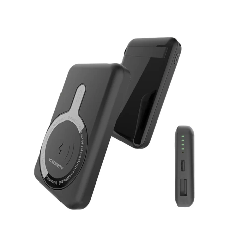 Бездротовий зовнішній акумулятор Denmen PD MagSafe 10000mAh 15W чорного кольору