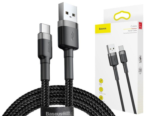 Кабель 2m Baseus USB-C 2A сірий чорний
