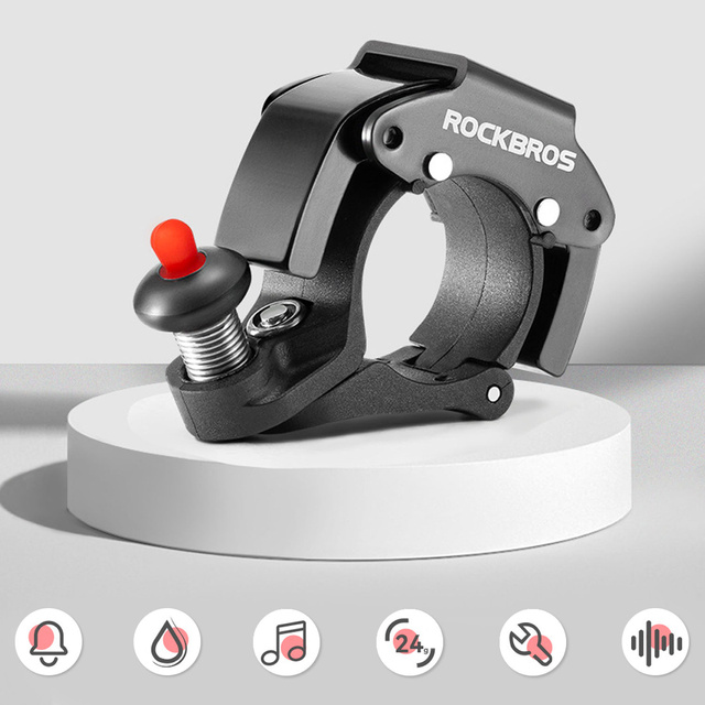 Cyklistický zvonek na kolo univerzální RockBros Big Ring hliníkový pevný na řídítka 100dB voděodolný černý