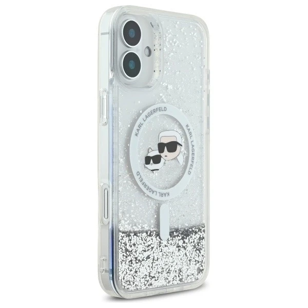 Etui Karl Lagerfeld для iPhone 16 6.1" Magsafe Hardcase Transparent Liquid Glitter Karl