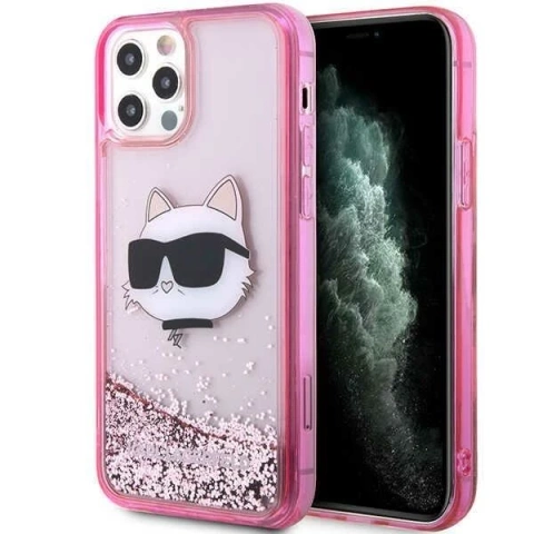 Protective phone case Karl Lagerfeld KLHCP12MLNCHCP for Apple iPhone 12 /12 Pro 6.1" pink/pink hardcase Glitter Choupette Head