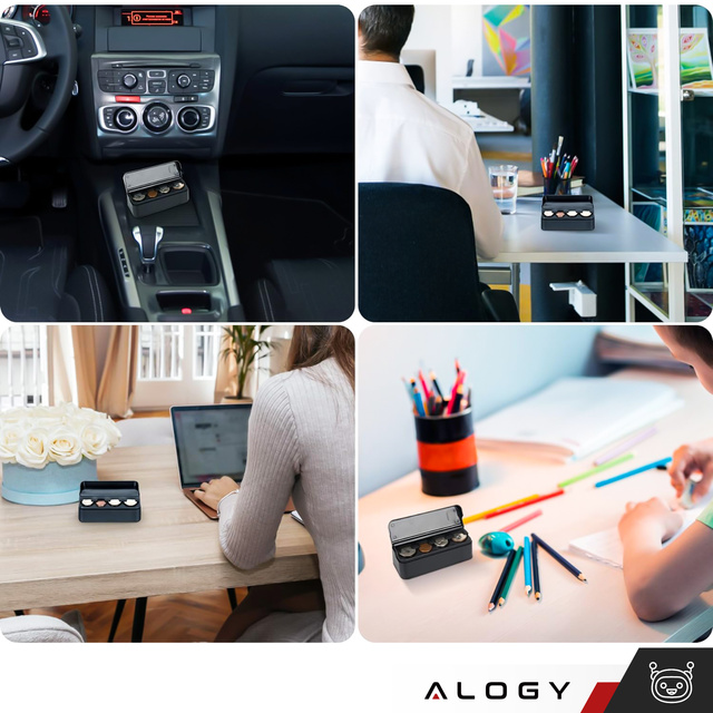 Коробка для монет Тримач для монет Гаманець Органайзер Коробка для зберігання дрібних монет для автомобілів Автомобілі Офіси Домашня скринька Alogy Black