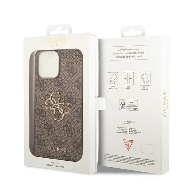 Etui Guess GUHCP15X4GMGBR für iPhone 15 Pro Max 6,7" braun/braunes Hardcase 4G Big Metal Logo