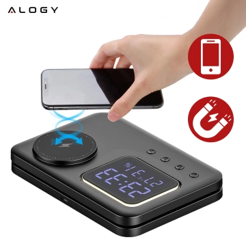 WIRELESS FAST CHARGING STATION 5-in-1 LED CLOCK 15W USB-C to MagSafe for Apple iPhone Watch AirPods with clock and hygrometer Black