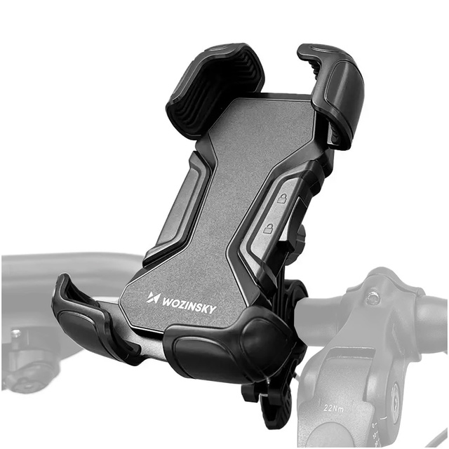 Wozinsky strong phone holder for bicycle, motorcycle, scooter handlebars black (WBHBK6)