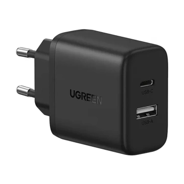 Ładowarka Ugreen X227 GaN 20W USB-C + USB-A Czarna PD QC Szybka Kompaktowa