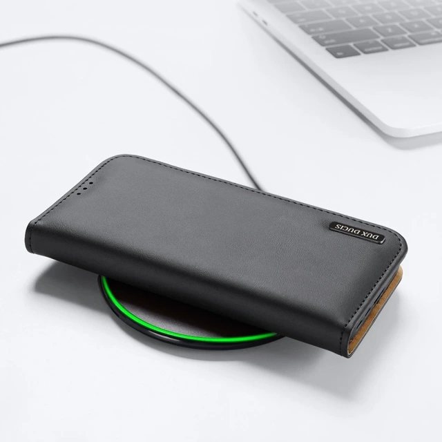 Dux Ducis Hivo Leather Flip Cover Genuine Leather Wallet for Cards and Documents Samsung Galaxy S22 Ultra blue