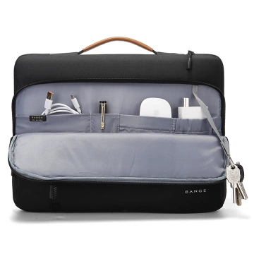 Wasserdichte Laptoptasche von Bange für Laptops bis 14 Zoll (34 x 26 x 3,5 cm), ideal für Arbeit und Flugreisen, mit Tragegriff, für Damen und Herren, Schwarz