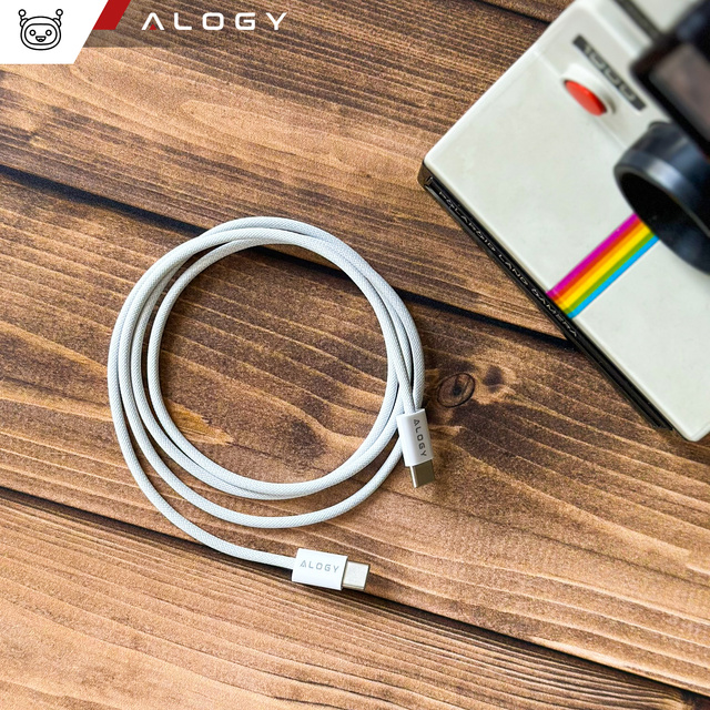 Kábel USB-C typu C Silný rýchly 60 W PD 1M pre iPhone 15/Pro/Max iPad MacBook Alogy nylonový kábel biely