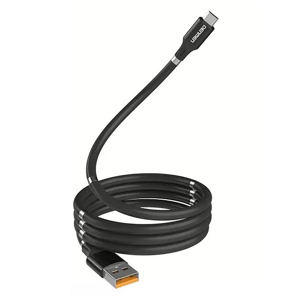 Кабель Denmen D11T USB Type-C 2.4A Чорний 1 м Магнітний