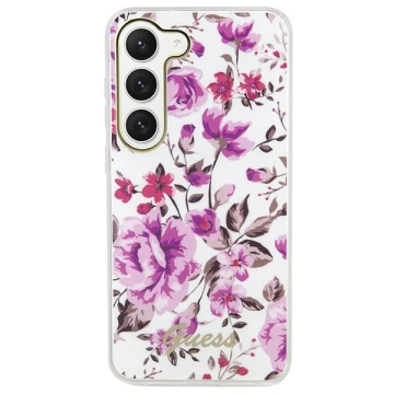 Etui Guess GUHCS23MHCFWST do Samsung Galaxy S23 Plus S916 bílé/bílé pevné pouzdro Flower Collection