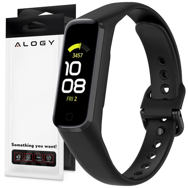 Sport-Gummiband Soft Alogy Band für Samsung Galaxy Fit 2 SM-R220 Schwarz