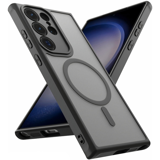 MagSafe Alogy Ring Mag Clear Case for Samsung Galaxy S23 Ultra Qi Chargers Black