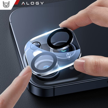 Hülle für iPhone 14 Plus 4er-Set Brille 5in1 gepanzert 360 Alogy Hybrid 2x Bildschirmglas 2x Linse schwarz-transparent