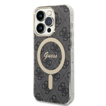 Zestaw Guess GUBPP14XH4EACSK Case Charger iPhone 14 Pro Max 6,7" czarny/black hard case 4G Print MagSafe