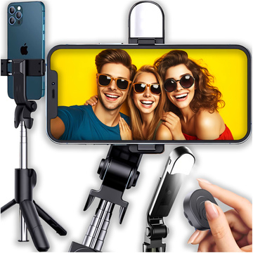 Alogy Holder Wireless Selfie Stick Bluetooth faltbares Stativ Mini-Telefonstativ mit LED-Lampe