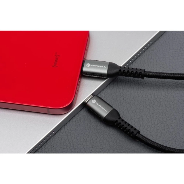 Kábel USB-C 27W 2m Forcell Lightning PD Nylon LAPTOP PC SMARTFON