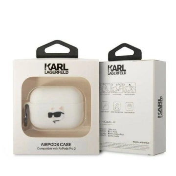Etui ochronne na słuchawki Karl Lagerfeld KLAP2RUNCHH do Apple AirPods Pro 2 cover biały/white Silicone Choupette Head 3D
