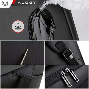 Rucksack Laptoptasche 15,6 Zoll Herren Damen Großer USB-Flugzeugkoffer Unisex 42x30x10cm Alogy Wasserdicht Schwarz