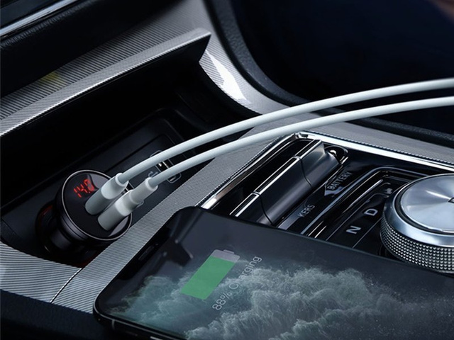 Автомобільний зарядний пристрій Baseus 2x USB LED 4.8A 24W сірий